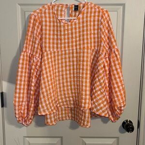 Emery Rose orange and white top. NWOT